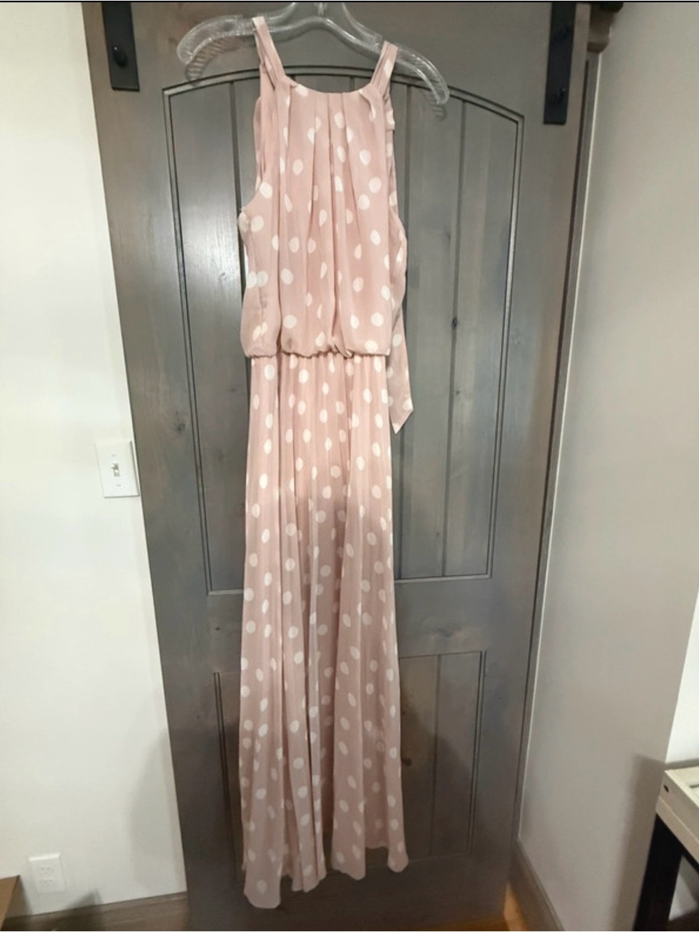 Premier Blush Pink Polka Dot Sleeveless Maxi Dress